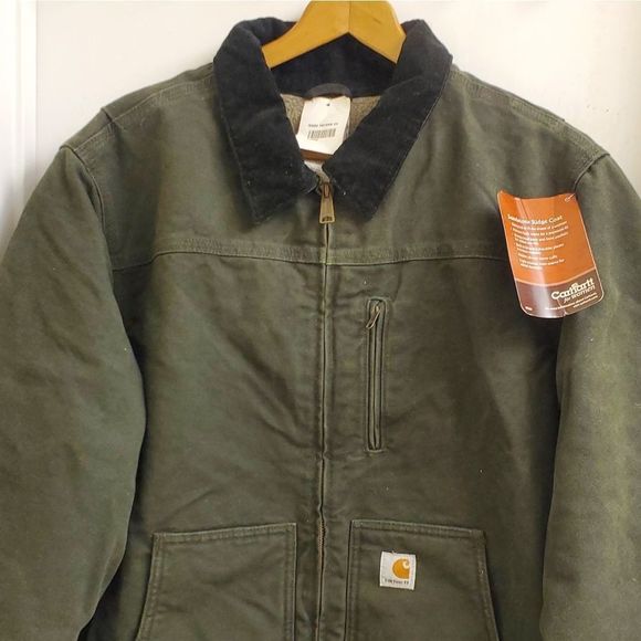 😍New with tags Rare vintage green carhartt fleece lined canvas jacket size XL - Picture 3 of 7